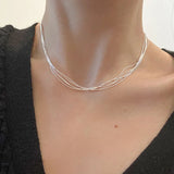 925 Silver Geometric Lines Choker Necklace For Women