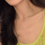 925 Silver Geometric Pearl Moon Necklace Women Engagement Jewelry