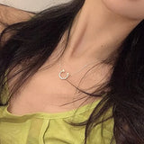 925 Silver Geometric Pearl Moon Necklace Women Engagement Jewelry