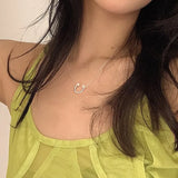 925 Silver Geometric Pearl Moon Necklace Women Engagement Jewelry