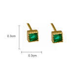 925 Silver Mini Green Cubic Zircon Stud Earrings for Men Women