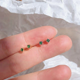 925 Silver Mini Green Cubic Zircon Stud Earrings for Men Women