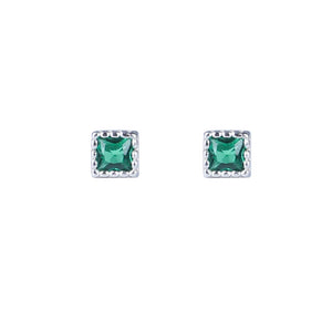 925 Silver Mini Green Cubic Zircon Stud Earrings for Men Women