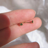 925 Silver Mini Green Cubic Zircon Stud Earrings for Men Women