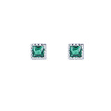 925 Silver Mini Green Cubic Zircon Stud Earrings for Men Women