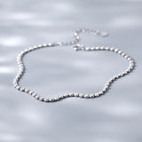 925 Silver Geometric Bead Anklets Bracelet for Women Summer Jewelry