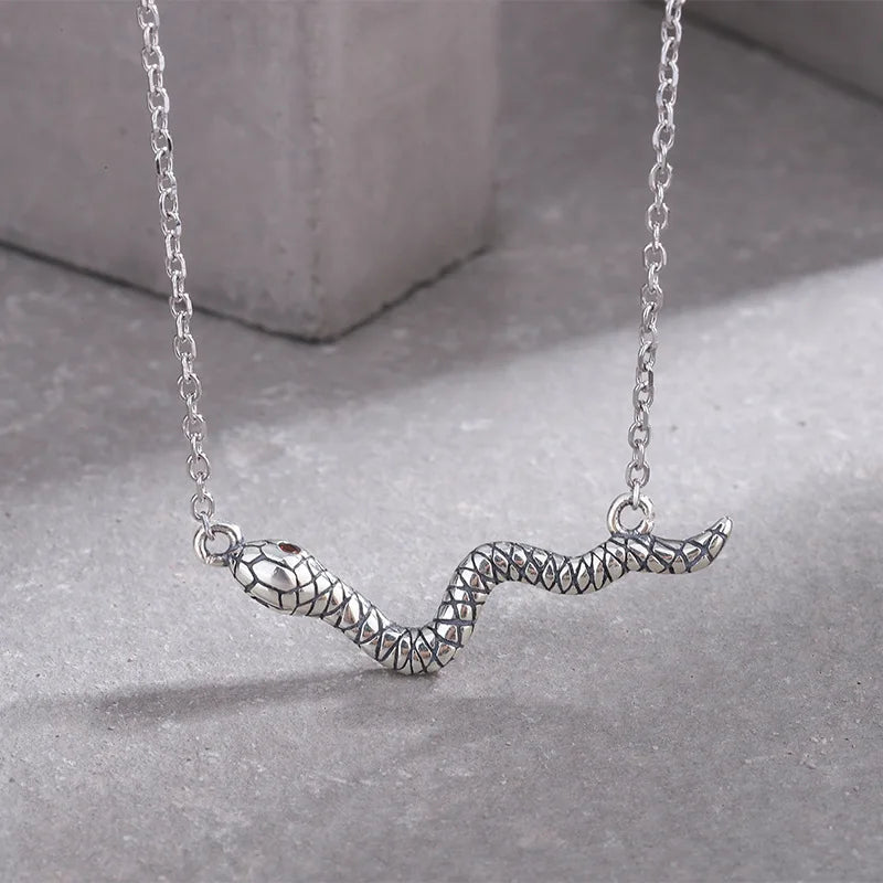 925 Silver Geometric Snake Choker Necklace Women Fine Jewelry
