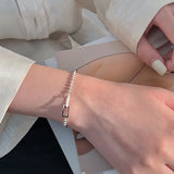 925 Silver Square Bead Bracelet Wedding Jewelry Gift