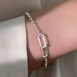 925 Silver Square Bead Bracelet Wedding Jewelry Gift