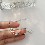 925 Silver Square Bead Bracelet Wedding Jewelry Gift