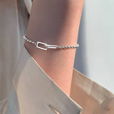 925 Silver Square Bead Bracelet Wedding Jewelry Gift