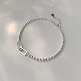 925 Silver Square Bead Bracelet Wedding Jewelry Gift