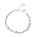 925 Silver Geometric Square Bracelet Box Chain Minimalist Jewelry