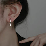 925 Silver Geometric Square Earrings with Square Earrings