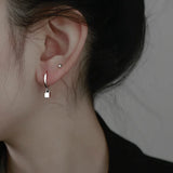 925 Silver Geometric Square Earrings with Square Earrings