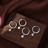 925 Silver Geometric Square Earrings with Square Earrings