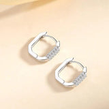 925 Silver Square Zircon Hoop Earrings Rose Plating