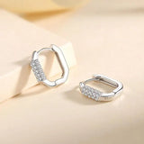 925 Silver Square Zircon Hoop Earrings Rose Plating