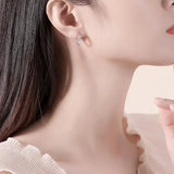 925 Silver Square Zircon Hoop Earrings Rose Plating