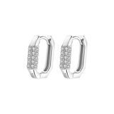 925 Silver Square Zircon Hoop Earrings Rose Plating