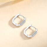925 Silver Square Zircon Hoop Earrings Rose Plating