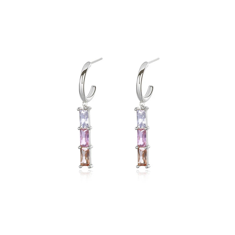 925 Sterling Silver Zircon Dangle Drop Earrings Bohemia Pendant Jewelry