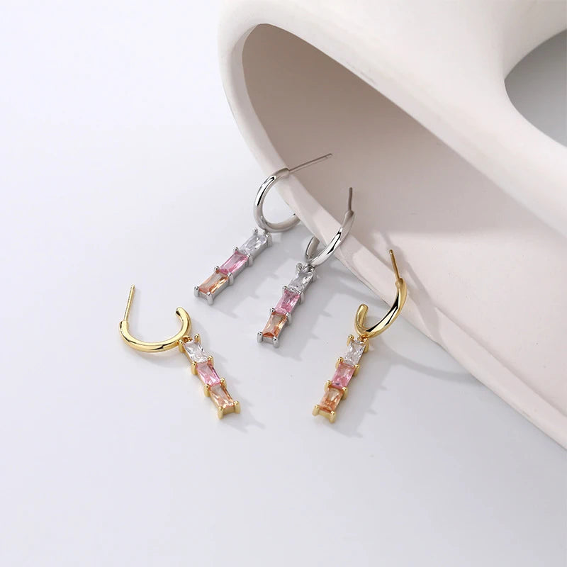 925 Sterling Silver Zircon Dangle Drop Earrings Bohemia Pendant Jewelry