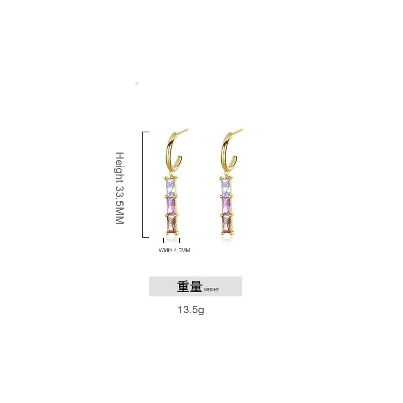 925 Sterling Silver Zircon Dangle Drop Earrings Bohemia Pendant Jewelry