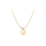 925 Silver Square Smiley Face Necklace Party Gift