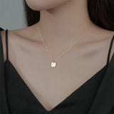 925 Silver Square Smiley Face Necklace Party Gift