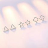 925 Silver Geometric Zirconia Stud Earrings For Women S-E539