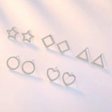925 Silver Geometric Zirconia Stud Earrings For Women S-E539