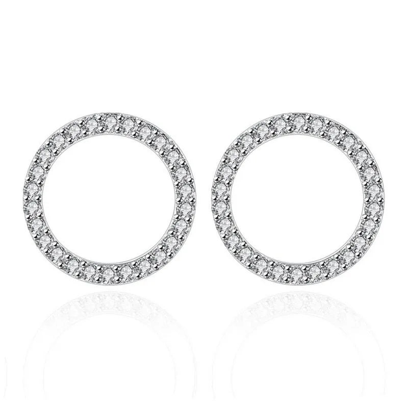 925 Silver Geometric Zirconia Stud Earrings For Women S-E539