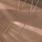 925 Silver Geometric Tassel Necklace Y-Shaped Collar Chain Long Sweater Chain