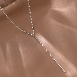 925 Silver Geometric Tassel Necklace Y-Shaped Collar Chain Long Sweater Chain