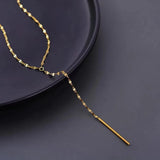 925 Silver Geometric Tassel Necklace Y-Shaped Collar Chain Long Sweater Chain