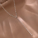 925 Silver Geometric Tassel Necklace Y-Shaped Collar Chain Long Sweater Chain