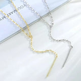 925 Silver Geometric Tassel Necklace Y-Shaped Collar Chain Long Sweater Chain