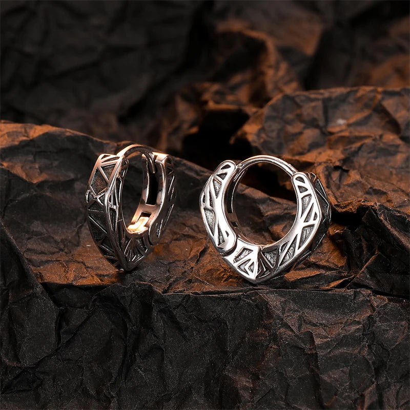 925 Silver Heart Shaped Hoop Earrings Vintage Jewelry