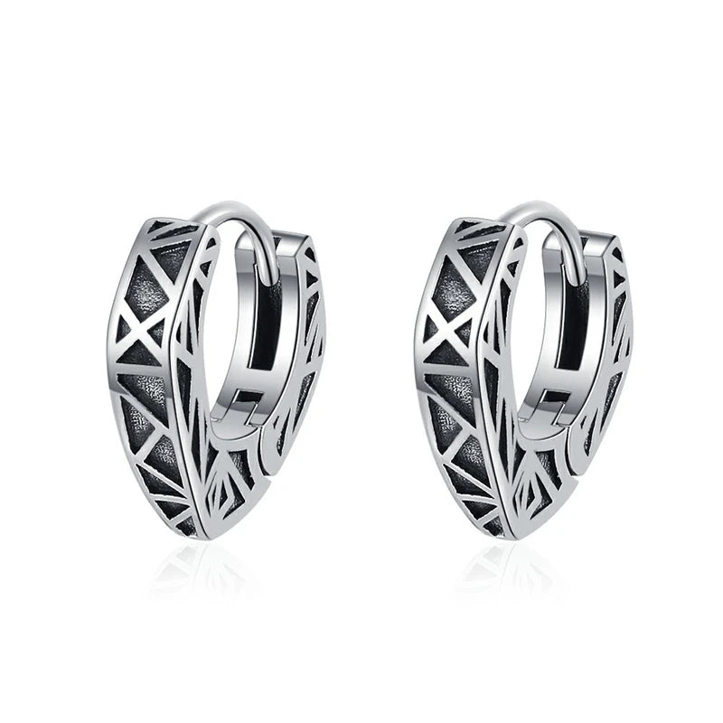 925 Silver Heart Shaped Hoop Earrings Vintage Jewelry
