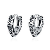 925 Silver Heart Shaped Hoop Earrings Vintage Jewelry