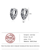 925 Silver Heart Shaped Hoop Earrings Vintage Jewelry