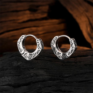 925 Silver Heart Shaped Hoop Earrings Vintage Jewelry