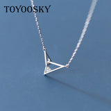 925 Silver Triangle Pendant Choker Necklace Minimalist Jewelry