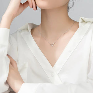 925 Silver Triangle Pendant Choker Necklace Minimalist Jewelry