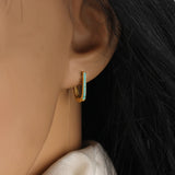 925 Silver Green Zircon U Shape Hoop Earring for Women