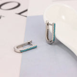925 Silver Green Zircon U Shape Hoop Earring for Women