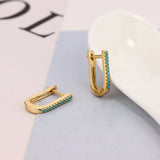 925 Silver Green Zircon U Shape Hoop Earring for Women