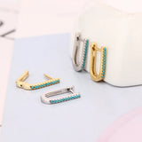 925 Silver Green Zircon U Shape Hoop Earring for Women