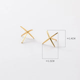 925 Silver X Shape Cross Stud Earrings for Women